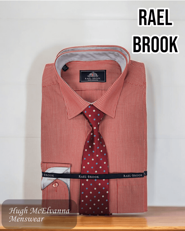 Rael Brook Red Stripe Shirt / Tie Set - 8032 - Hugh McElvanna Menswear