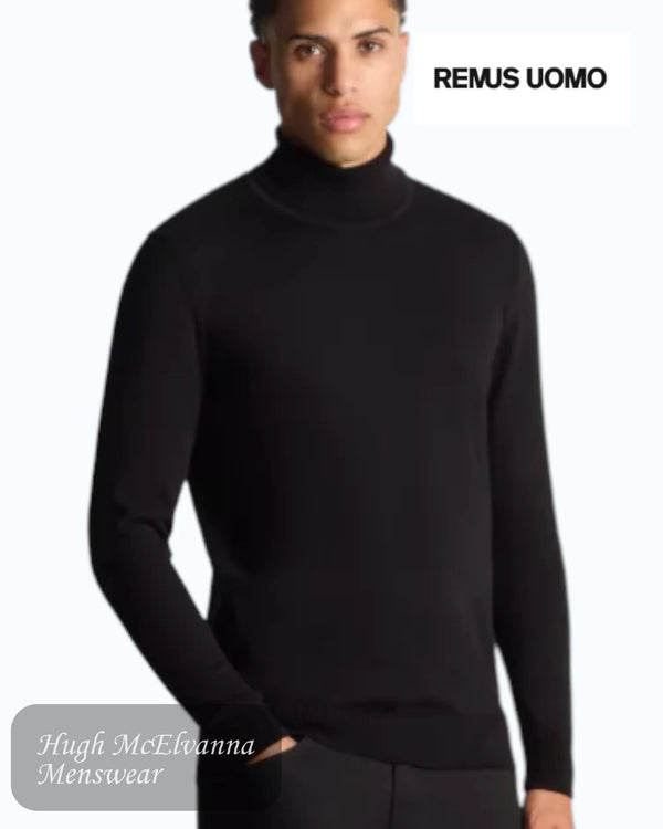Remus Uomo Black Roll Neck Sweater | 58699/00 - Hugh McElvanna Menswear