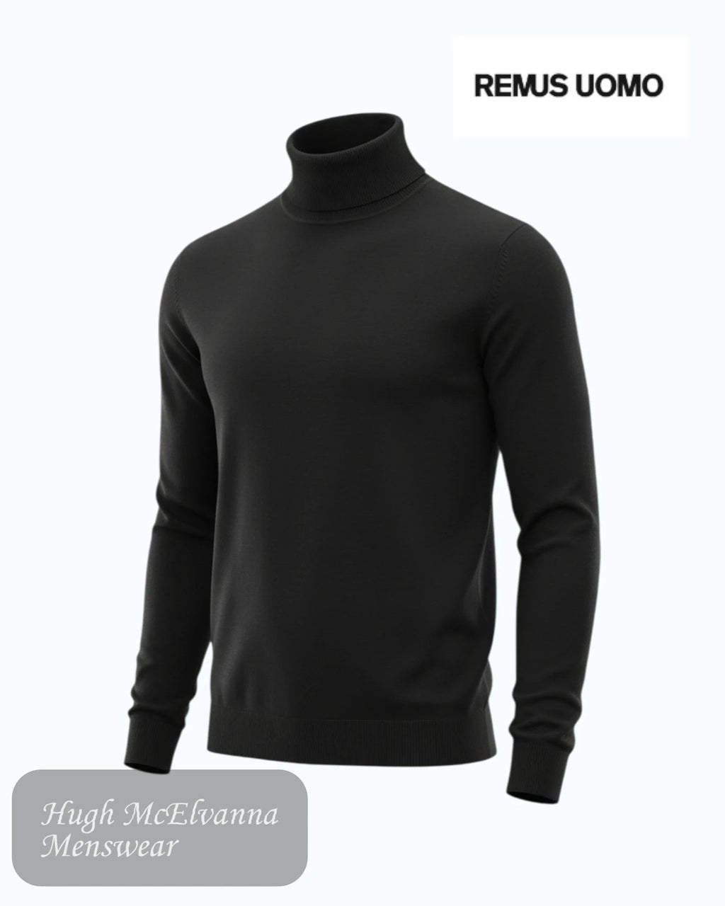 Remus Uomo Black Roll Neck Sweater | 58699/00 - Hugh McElvanna Menswear