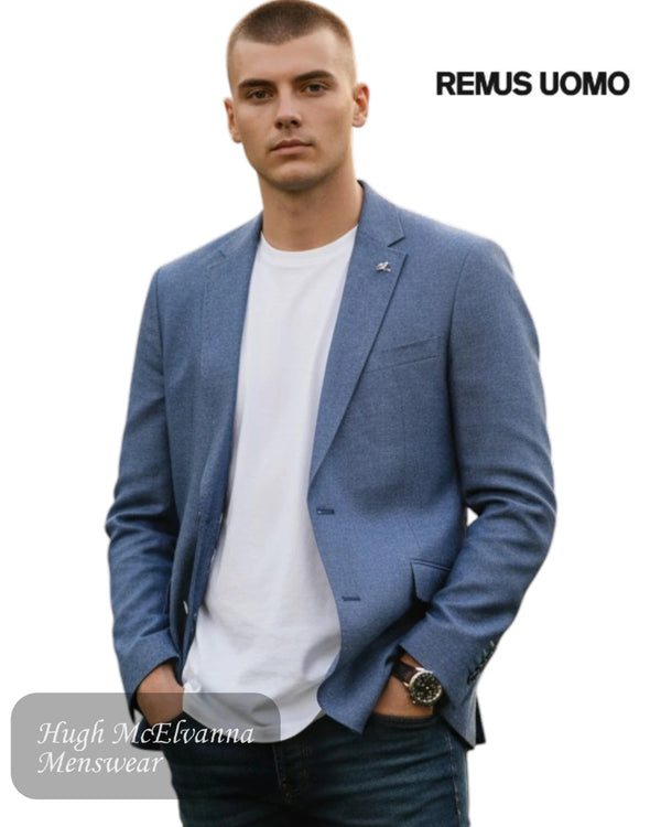 Remus Uomo Blue Linen Blend Blazer | 11561/26 - Hugh McElvanna Menswear