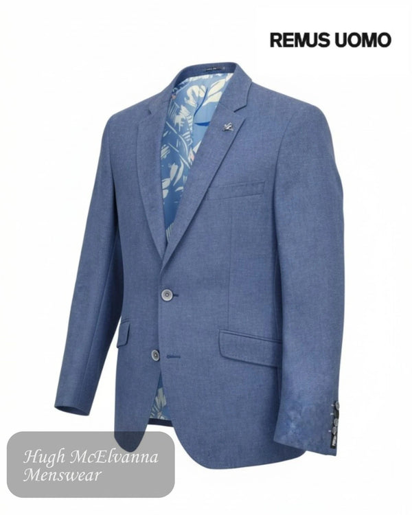 Remus Uomo Blue Linen Blend Blazer | 11561/26 - Hugh McElvanna Menswear