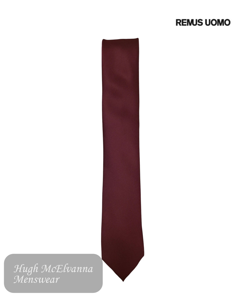 Remus Uomo Dark Plum Plain Necktie - Hugh McElvanna Menswear