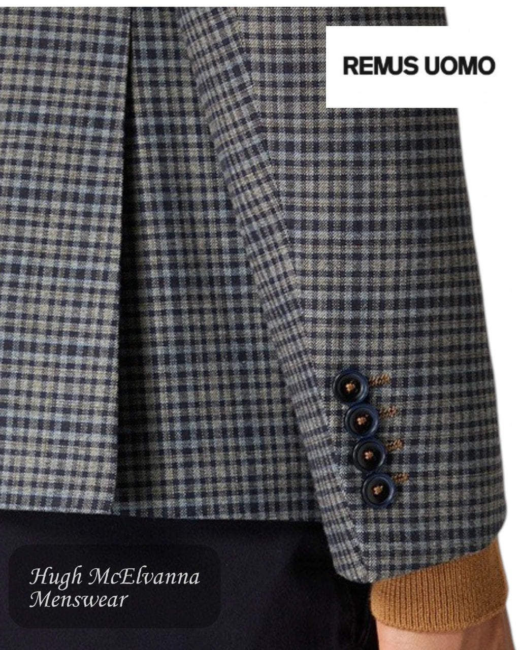 Remus Uomo Grey & Navy Check Blazer | 11825/07 - Hugh McElvanna Menswear