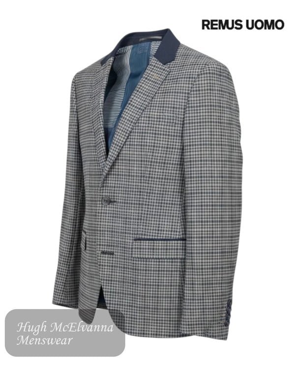 Remus Uomo Grey & Navy Check Blazer | 11825/07 - Hugh McElvanna Menswear
