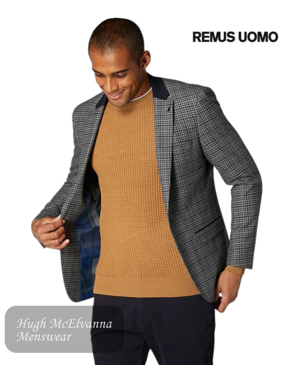 Remus Uomo Grey & Navy Check Blazer | 11825/07 - Hugh McElvanna Menswear