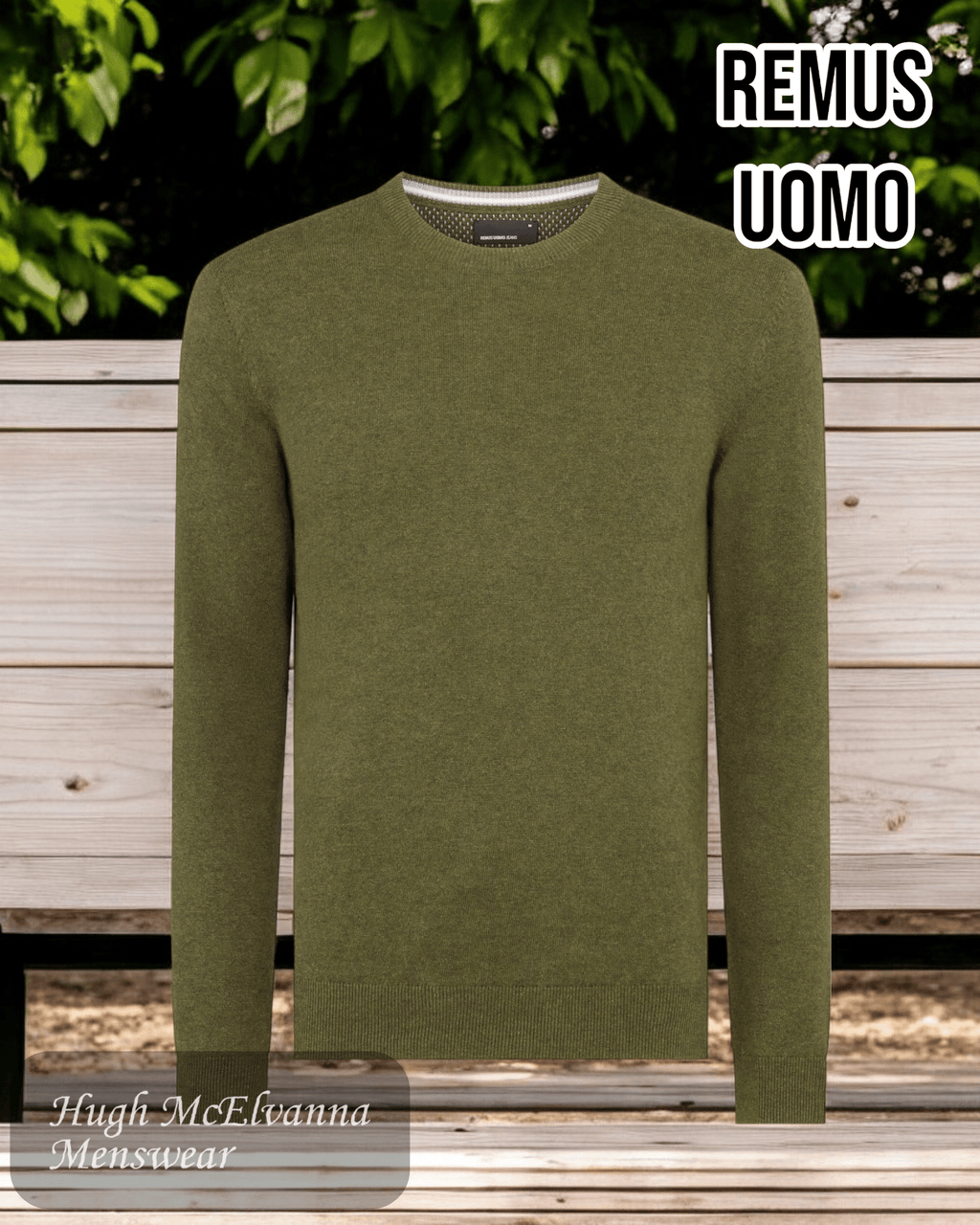 Remus Uomo Khaki Sweater - 58600/36 - Hugh McElvanna Menswear
