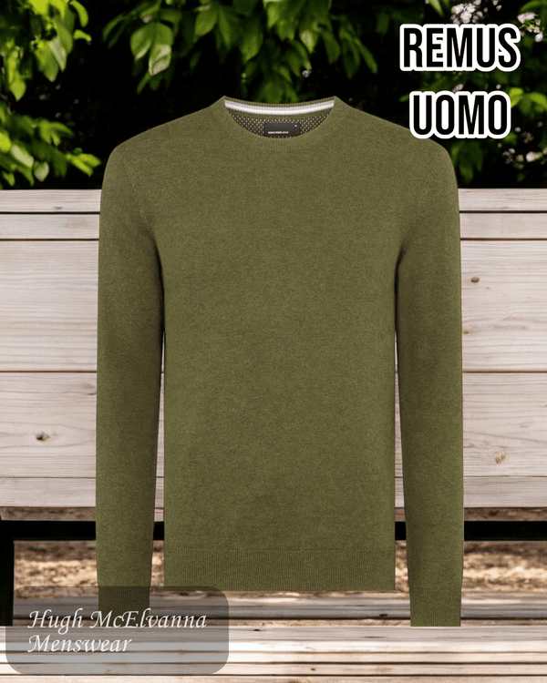 Remus Uomo Khaki Sweater - 58600/36 - Hugh McElvanna Menswear