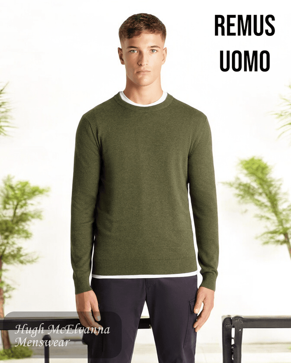 Remus Uomo Khaki Sweater - 58600/36 - Hugh McElvanna Menswear