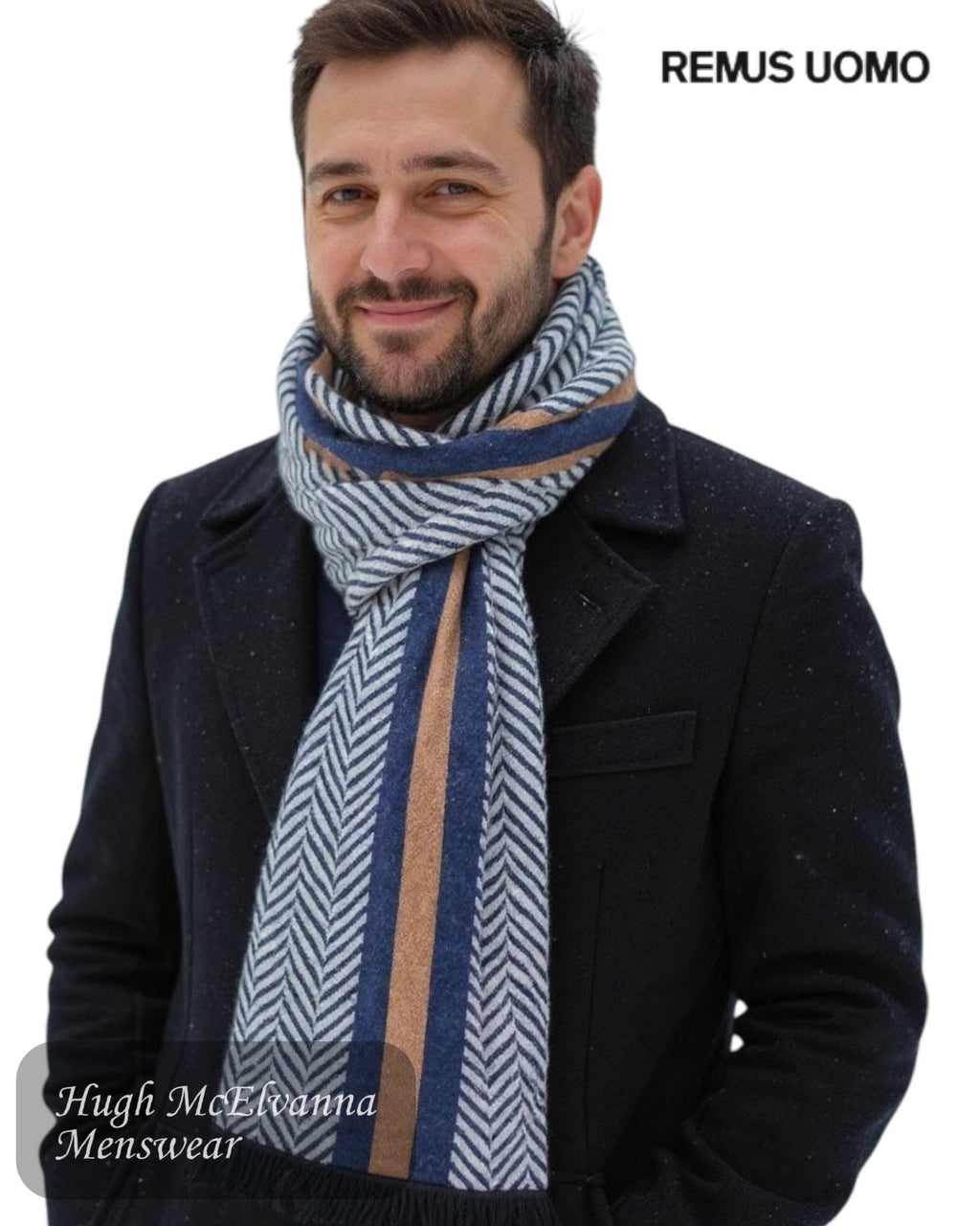 Remus Uomo Men's Striped Scarf - 58567/78 - Hugh McElvanna Menswear