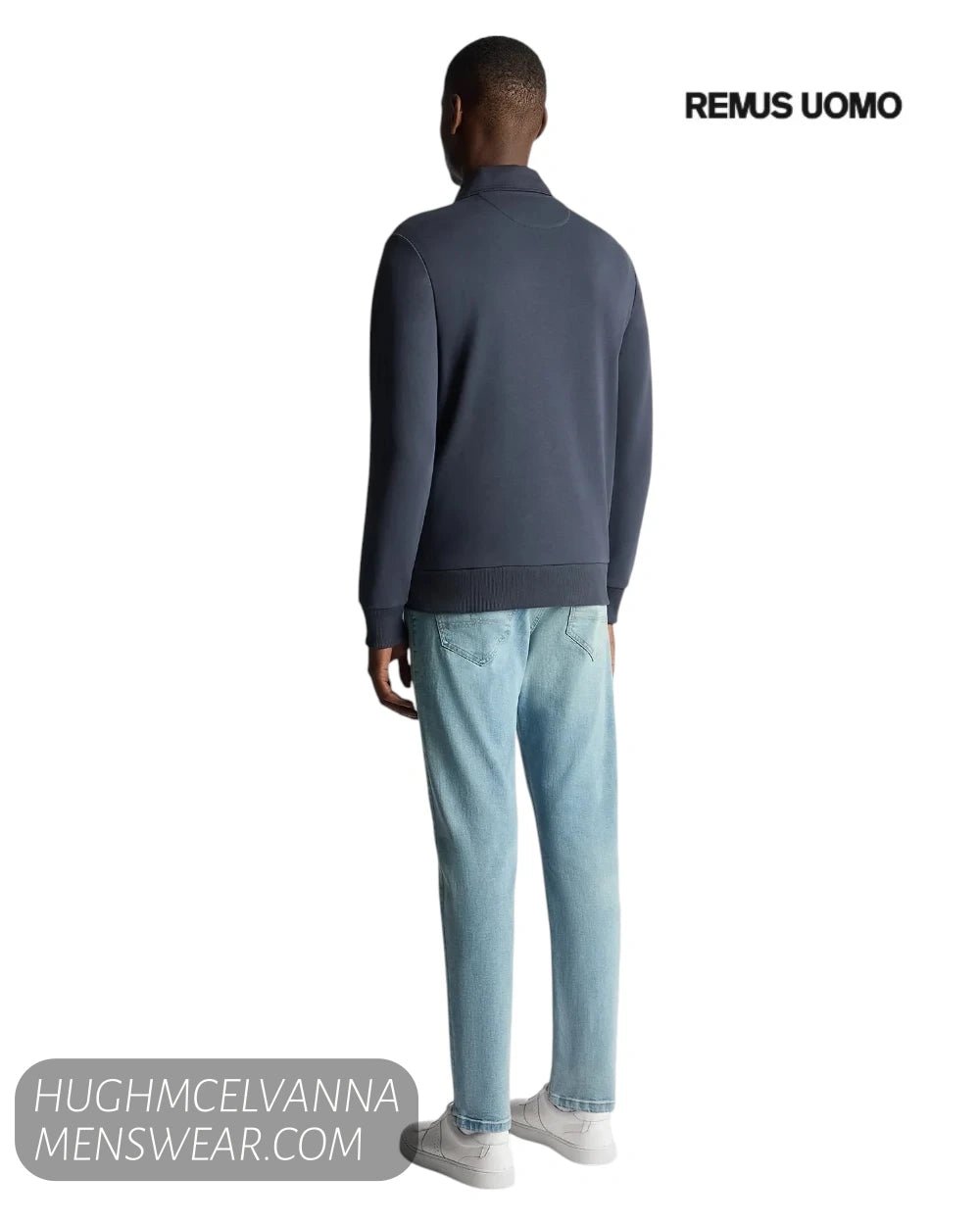 Remus Uomo Navy Long Sleeve Polo Shirt 58813/78 - Hugh McElvanna Menswear - Pullovers, Cardigans & Hoodies