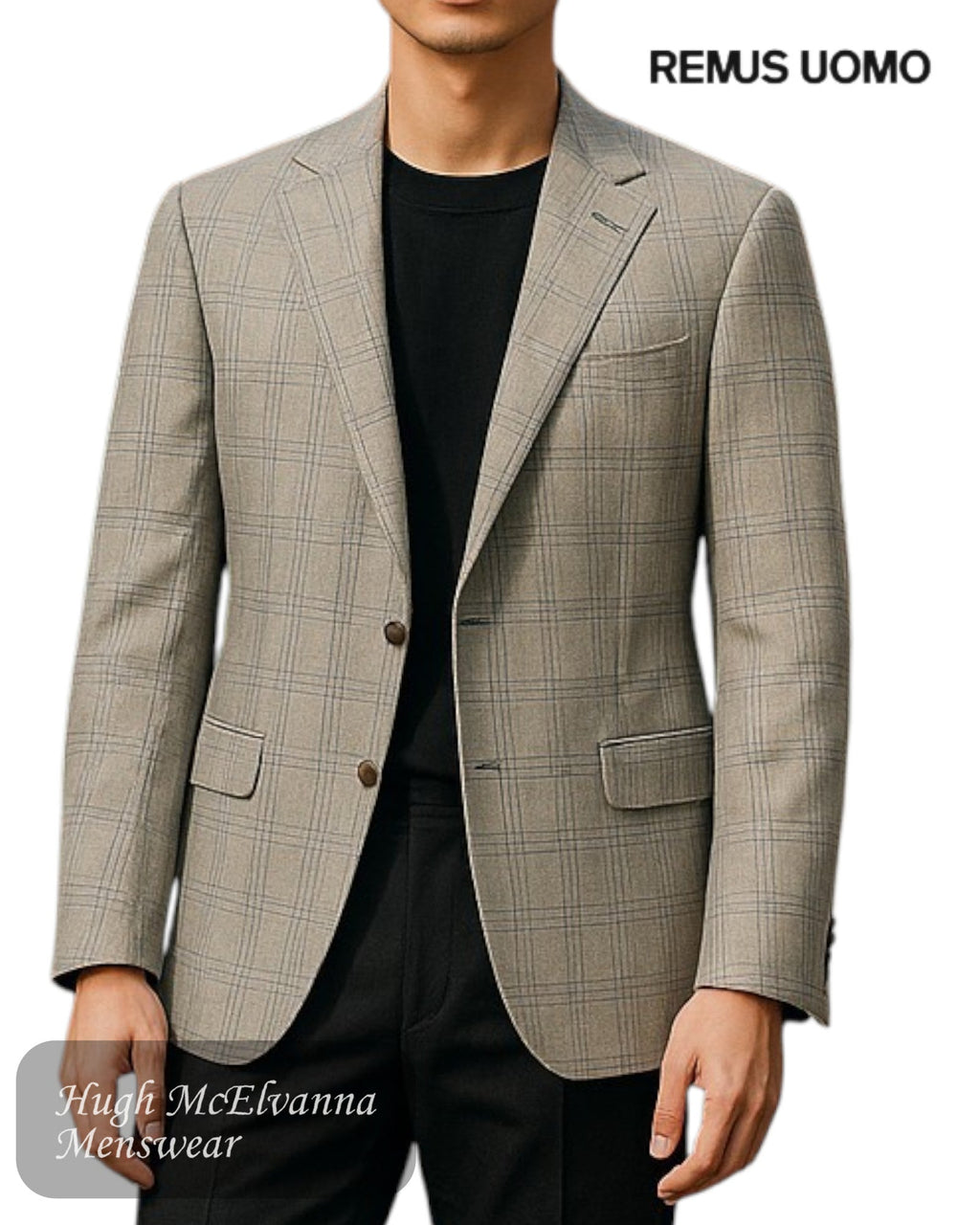 Remus Uomo Palucci Light Grey Checked Blazer - 42035/04 - Hugh McElvanna Menswear