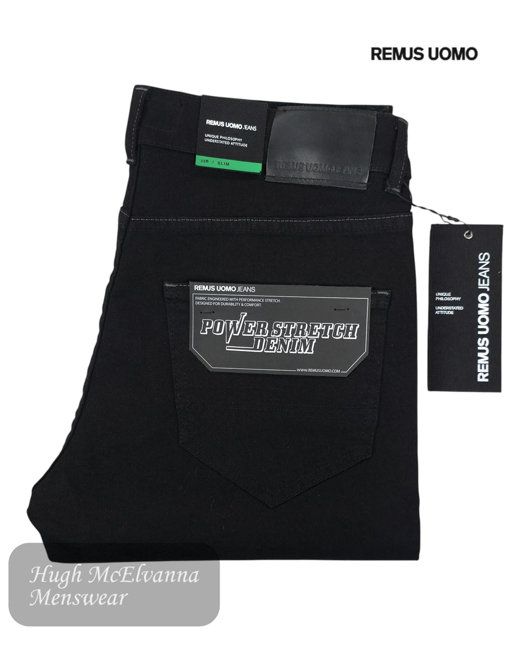 Remus Uomo Slim Fit Black Power Stretch Jeans | 60151/00 - Hugh McElvanna Menswear