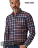 Front close up model view of Remus Uomo check shirt showing button-down collar and tailored slim fit
