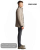 Side profile model view of Remus Uomo Jonah tapered fit wool-blend overcoat in taupe fawn