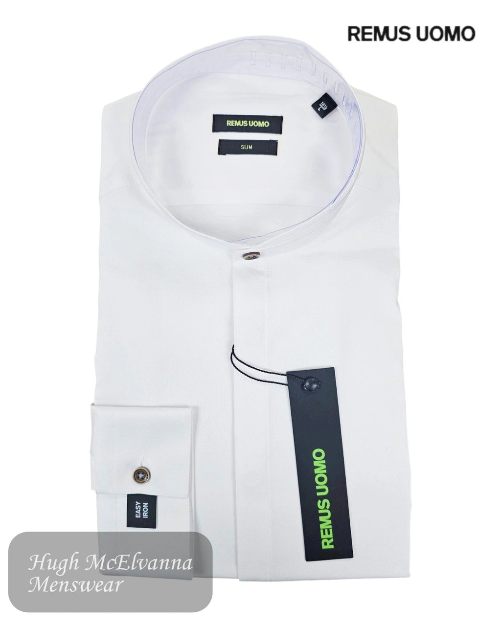 Remus Uomo White Grandad Shirt 17161/01 - Hugh McElvanna Menswear