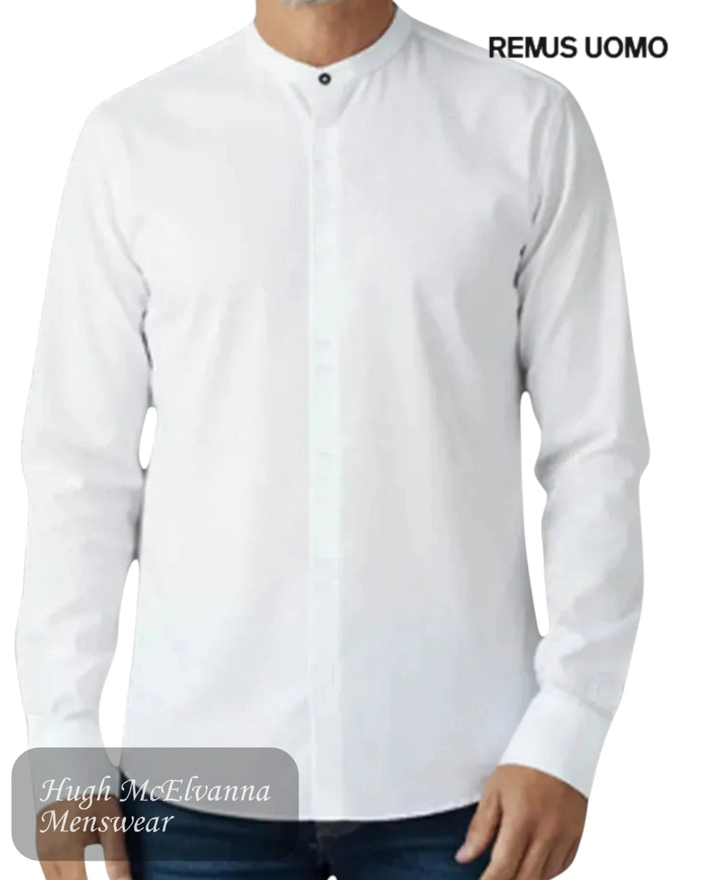 Remus Uomo White Grandad Shirt 17161/01 - Hugh McElvanna Menswear