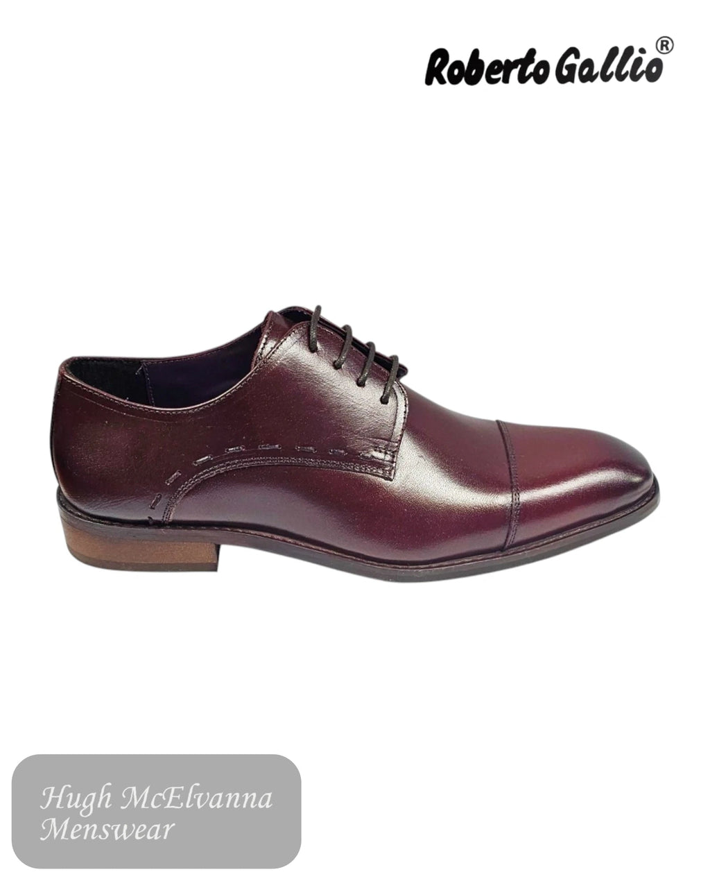Roberto Gallio Men's Burgundy Laced Shoes - Hugh McElvanna Menswear