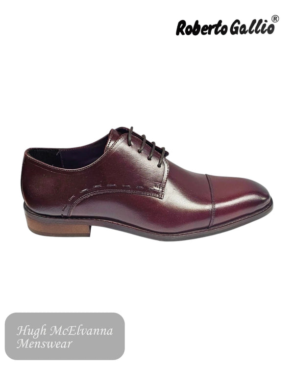 Roberto Gallio Men's Burgundy Laced Shoes - Hugh McElvanna Menswear