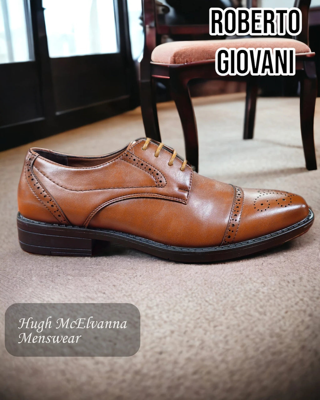 Roberto Giovani 'ETON' Tan Laced Shoes - Hugh McElvanna Menswear