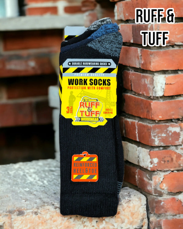Ruff & Tuff 3Pk Work Socks - 1294 - Hugh McElvanna Menswear
