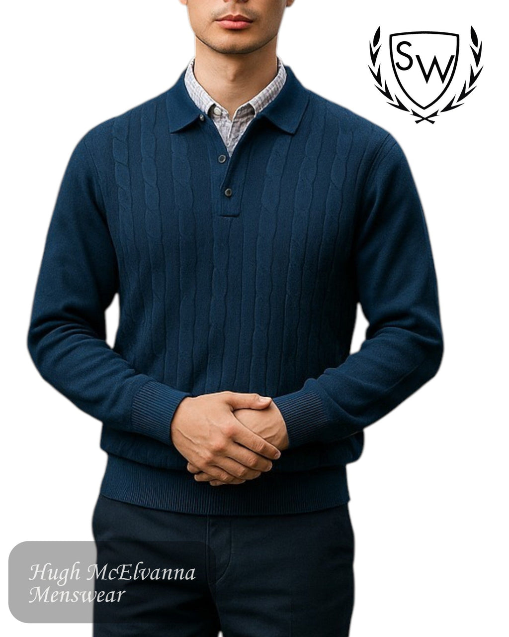 Scott & Wade 'CRETE' Blue Polo Pullover - SWKW5339 - Hugh McElvanna Menswear