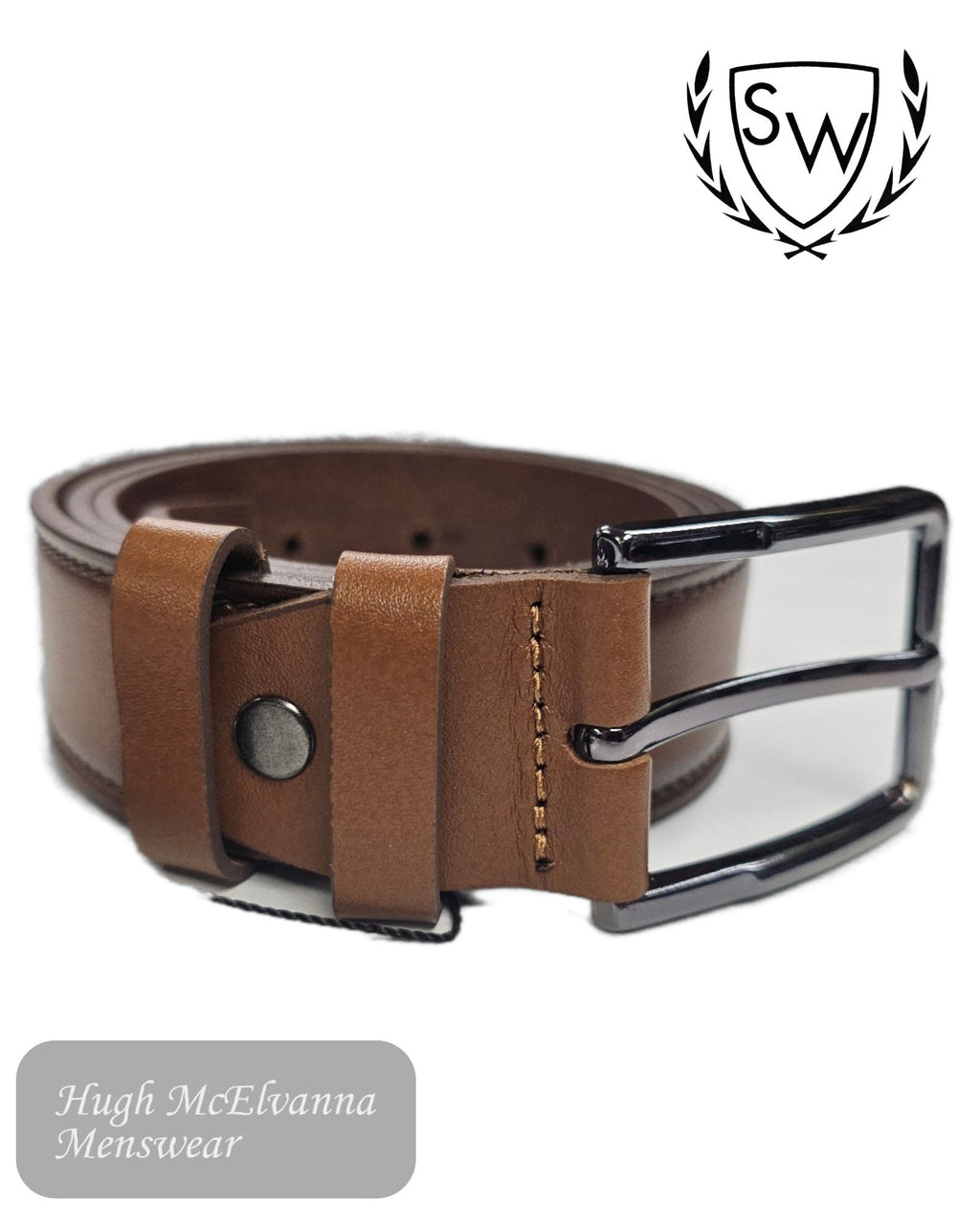 Scott & Wade 'CURTIS' Full Grain Leather Belt – Black or Tan - Hugh McElvanna Menswear