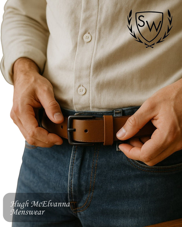 Scott & Wade 'CURTIS' Full Grain Leather Belt – Black or Tan - Hugh McElvanna Menswear
