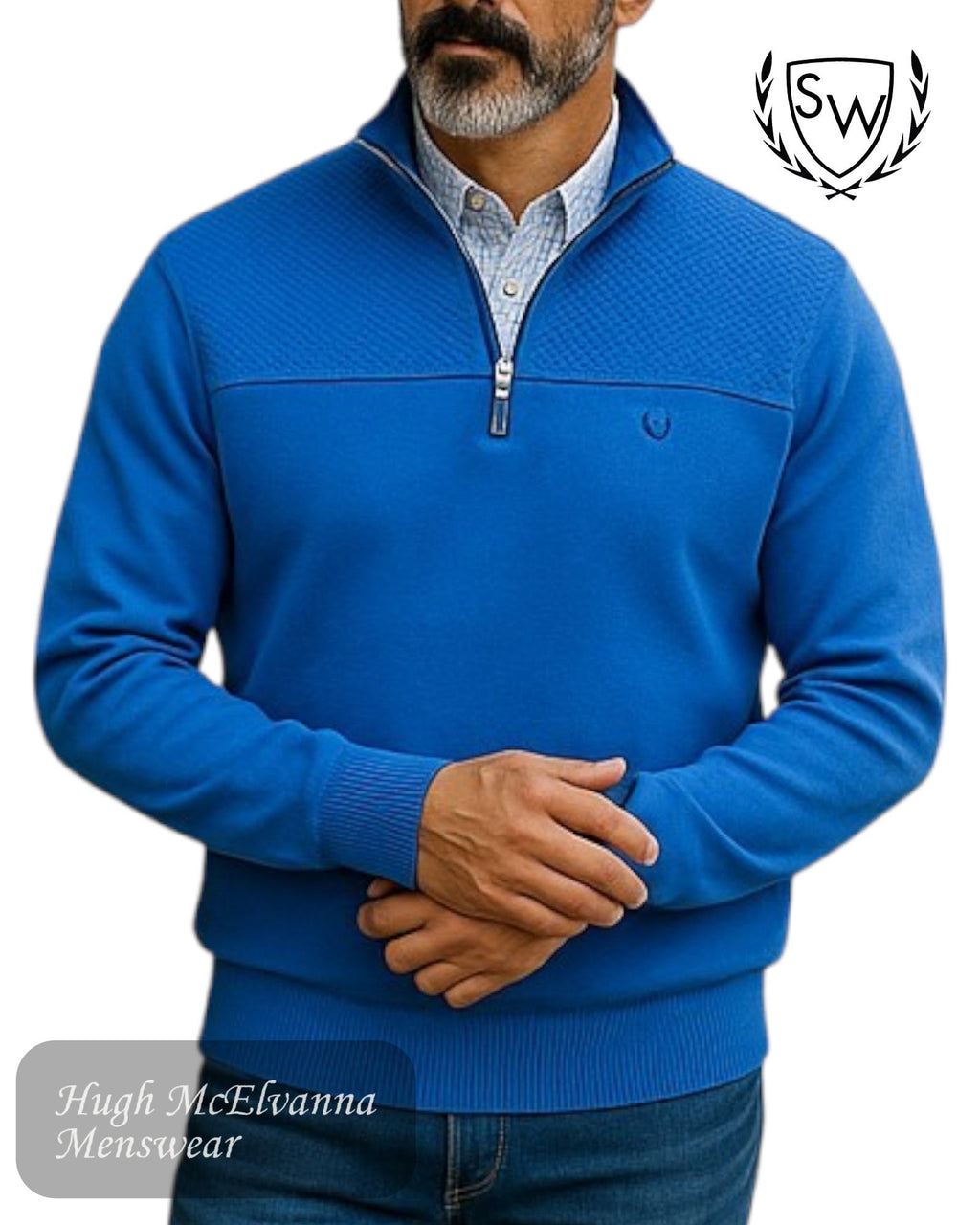 Scott & Wade ‘SIERRA’ Quarter Zip Cotton Jumper - Hugh McElvanna Menswear