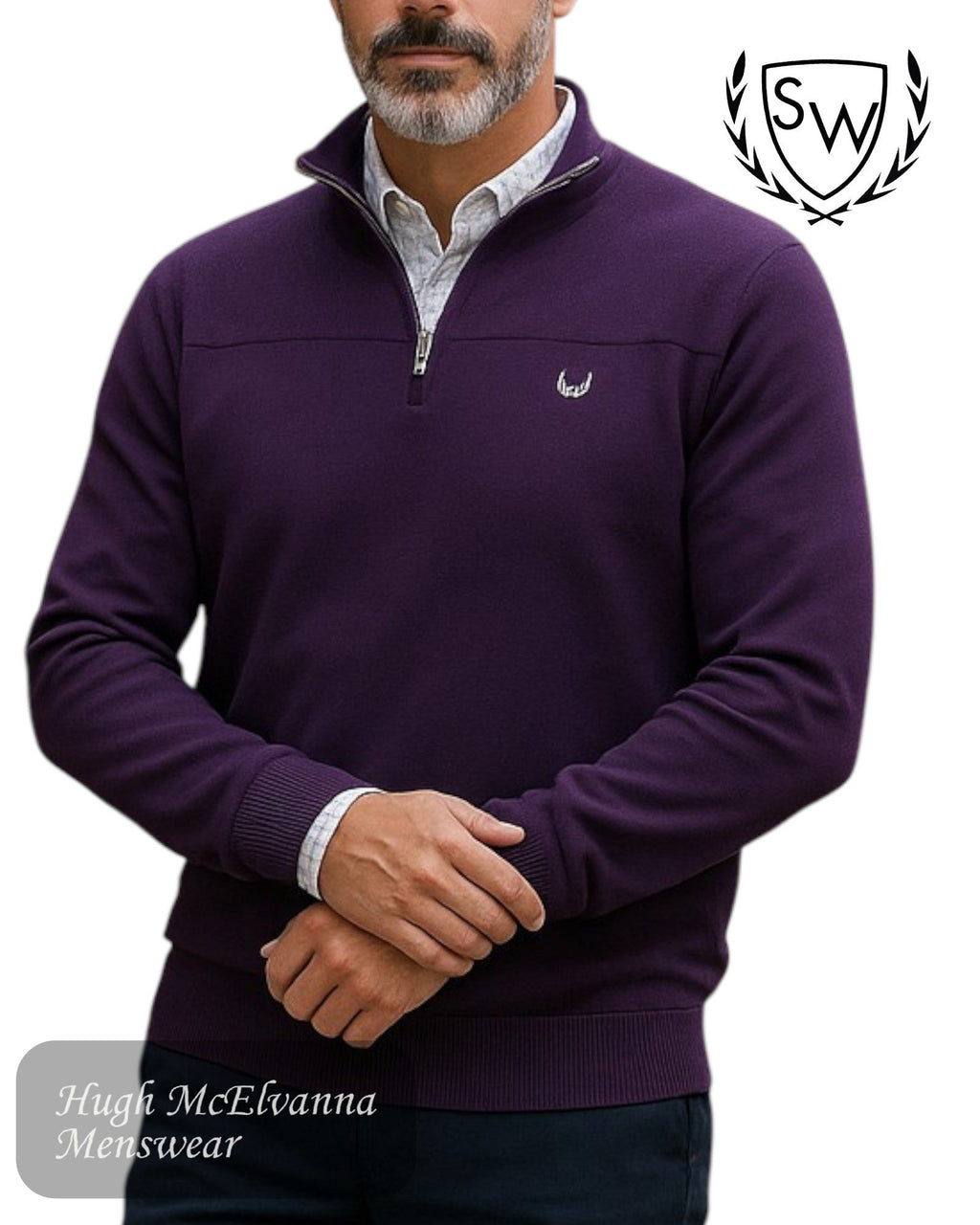 Scott & Wade ‘SIERRA’ Quarter Zip Cotton Jumper - Hugh McElvanna Menswear