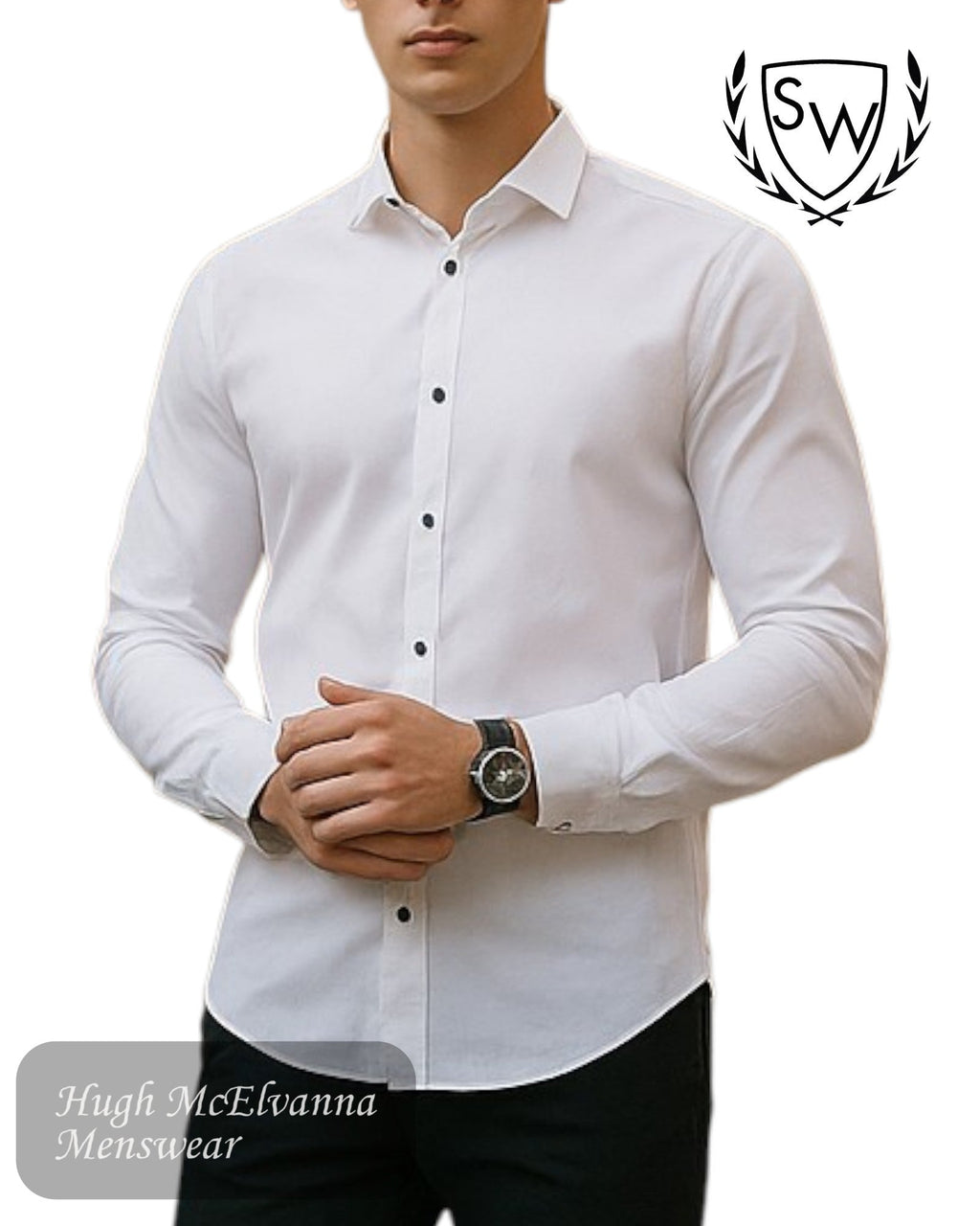 Scott & Wade ‘UNION’ White Long Sleeve Shirt - Hugh McElvanna Menswear