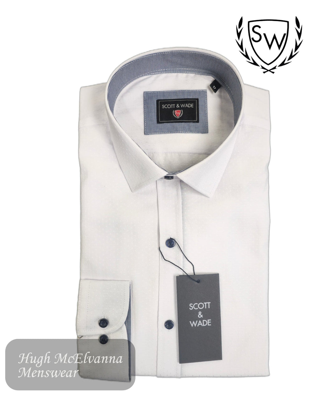 Scott & Wade ‘UNION’ White Long Sleeve Shirt - Hugh McElvanna Menswear