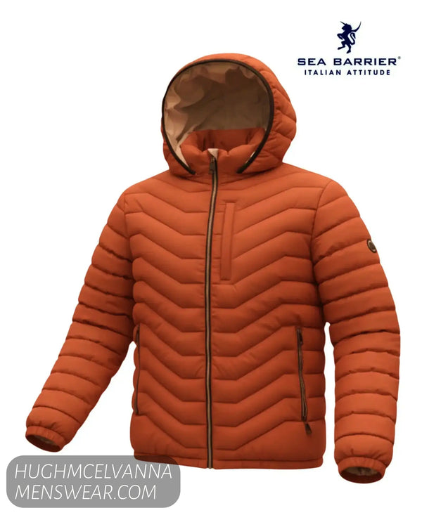 Sea Barrier FLORIANO Copper Puffer Jacket with Removable Hood - Hugh McElvanna Menswear - Casual Jackets