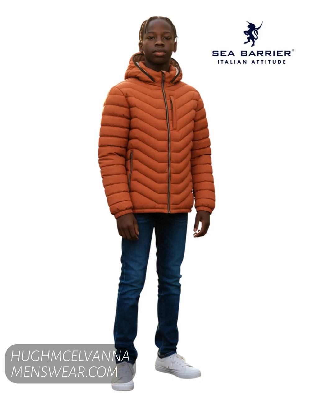 Sea Barrier FLORIANO Copper Puffer Jacket with Removable Hood - Hugh McElvanna Menswear - Casual Jackets