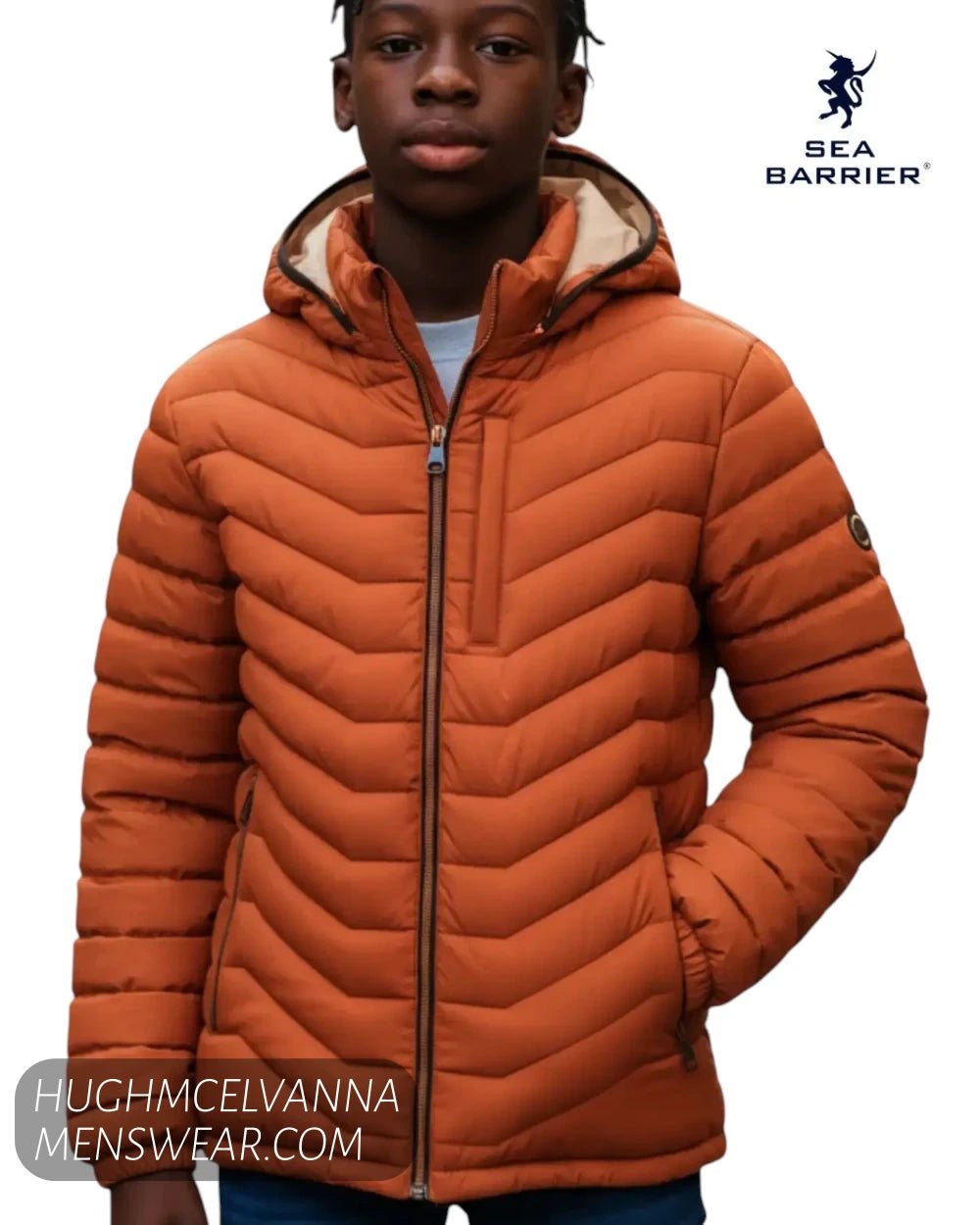 Sea Barrier FLORIANO Copper Puffer Jacket with Removable Hood - Hugh McElvanna Menswear - Casual Jackets