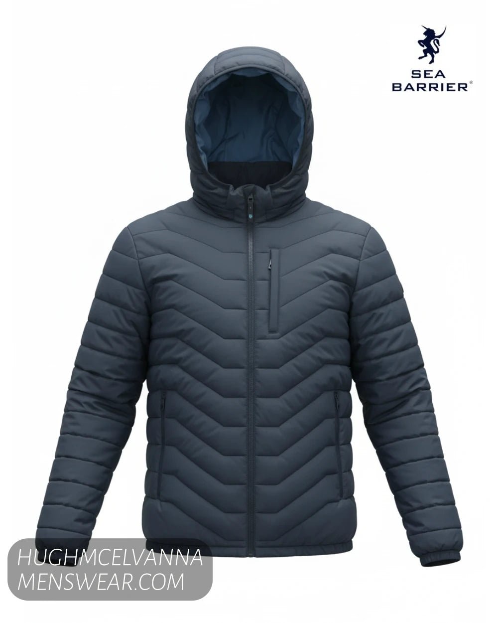 Sea Barrier FLORIANO Navy Puffer Jacket with Removable Hood - Hugh McElvanna Menswear - Casual Jackets