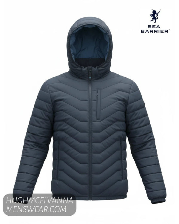 Sea Barrier FLORIANO Navy Puffer Jacket with Removable Hood - Hugh McElvanna Menswear - Casual Jackets
