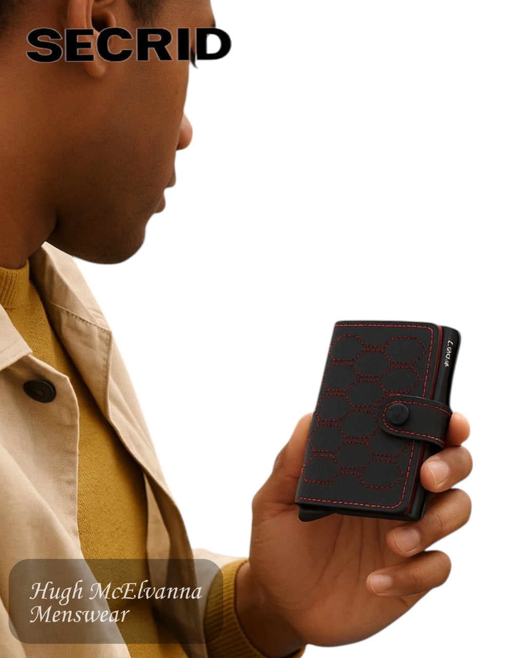 Secrid Miniwallet – Fuel Black & Red Leather Unisex RFID Wallet - Hugh McElvanna Menswear
