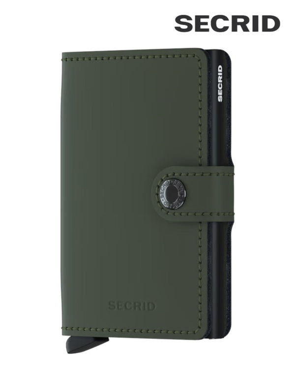 Secrid Miniwallet – Matte Green & Black Leather Unisex RFID Wallet - Hugh McElvanna Menswear