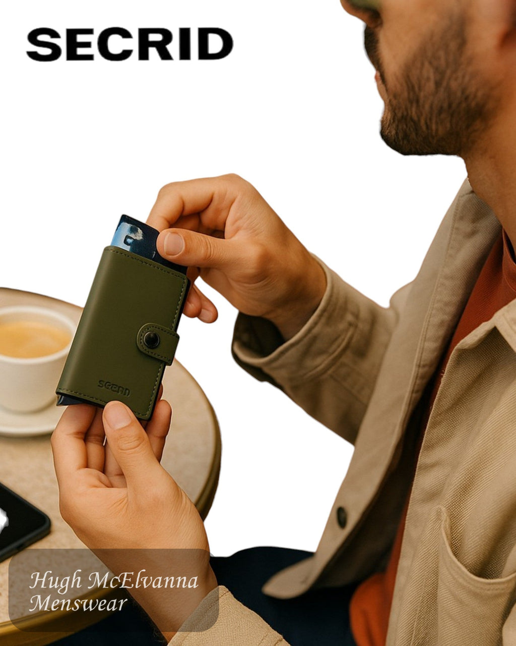 Secrid Miniwallet – Matte Green & Black Leather Unisex RFID Wallet - Hugh McElvanna Menswear