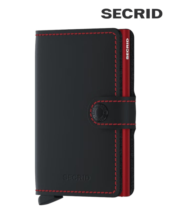 Secrid Miniwallet MM – Matte Black & Red Leather Unisex RFID Wallet - Hugh McElvanna Menswear