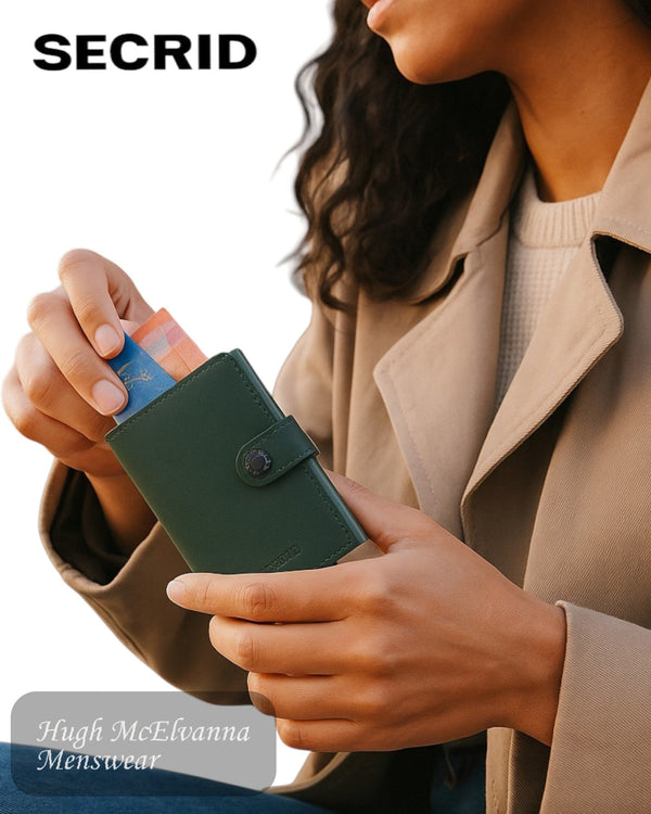 Secrid Miniwallet – Original Green Leather RFID Card Holder - Hugh McElvanna Menswear