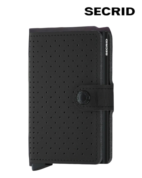 Secrid Miniwallet – Perforated Black Leather Unisex RFID Wallet - Hugh McElvanna Menswear