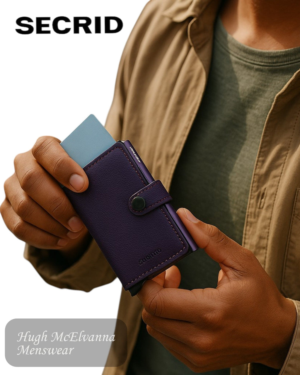 Secrid Miniwallet Purple Crisple – RFID - Safe Leather Wallet with Textured Luxury Finish - Hugh McElvanna Menswear