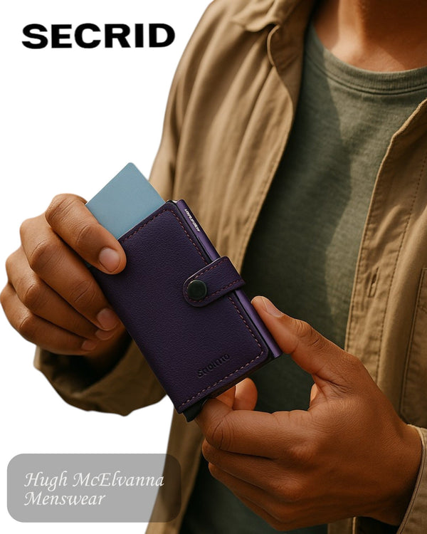 Secrid Miniwallet Purple Crisple – RFID - Safe Leather Wallet with Textured Luxury Finish - Hugh McElvanna Menswear