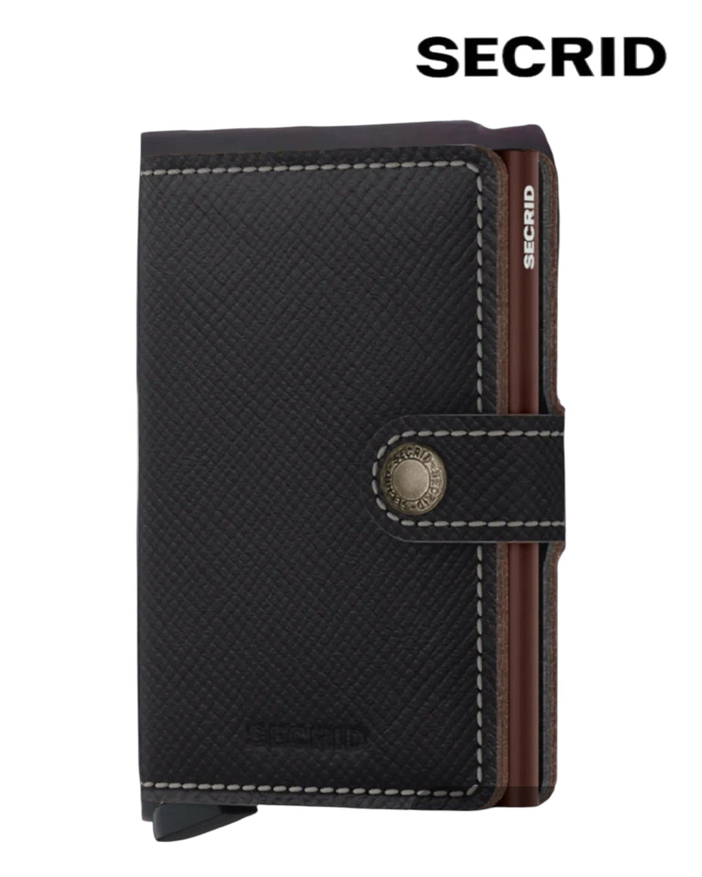 Secrid Miniwallet – Saffiano Brown Leather Unisex RFID Wallet - Hugh McElvanna Menswear