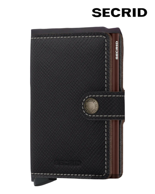Secrid Miniwallet – Saffiano Brown Leather Unisex RFID Wallet - Hugh McElvanna Menswear