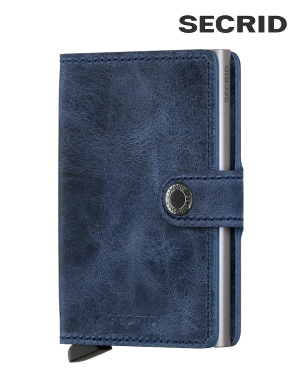 Secrid Miniwallet – Vintage Blue Leather RFID Card Holder Wallet - Hugh McElvanna Menswear