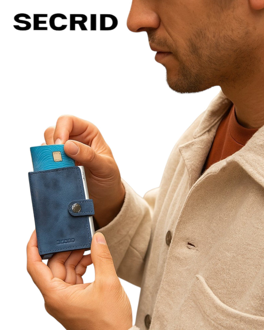 Secrid Miniwallet – Vintage Blue Leather RFID Card Holder Wallet - Hugh McElvanna Menswear