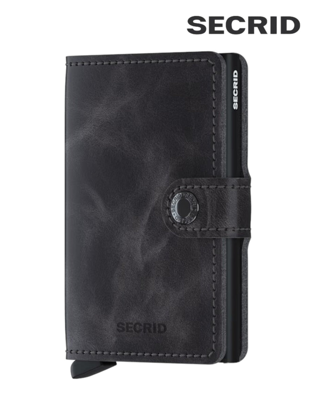 Secrid Miniwallet – Vintage Grey & Black Leather RFID Card Holder - Hugh McElvanna Menswear