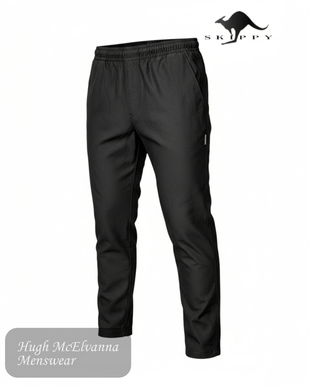 Skippy Black Cotton - Lined Jog Bottoms – 5095 - Hugh McElvanna Menswear